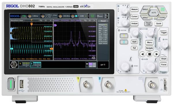 Rigol DHO802 digitální osciloskop 70 MHz, 1.25 GSa/s, 25 Mpts, 12 Bit, 1 ks, DHO802