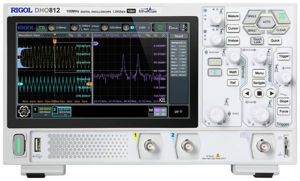 Rigol DHO812 digitální osciloskop 100 MHz, 1.25 GSa/s, 25 Mpts, 12 Bit, 1 ks, DHO812