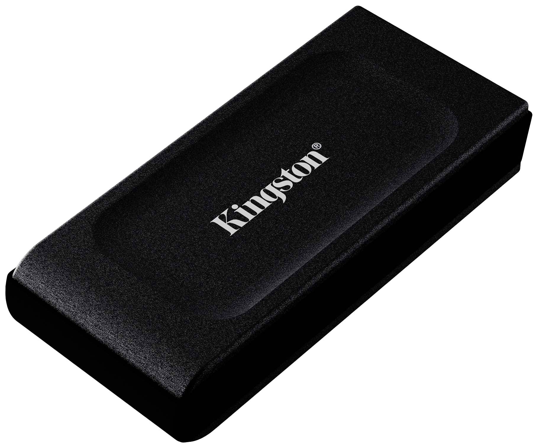 Externí pevný disk od Kingston, černé barvy, kompaktní obdélníkový tvar