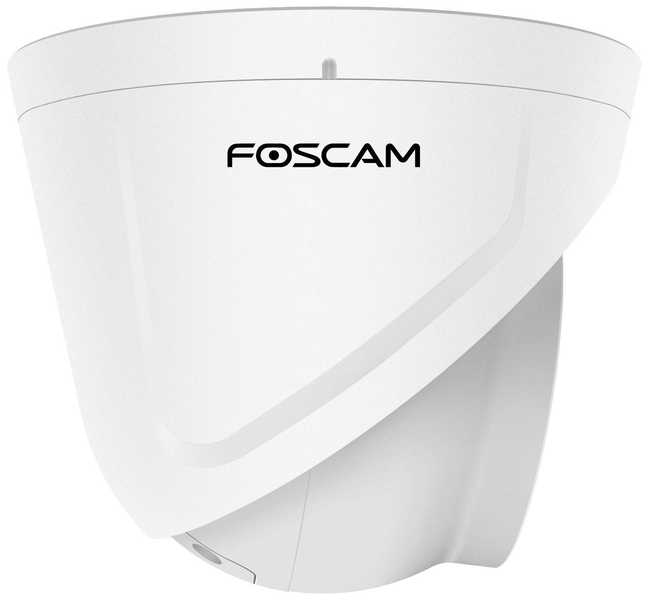 Bílá bezpečnostní kamera značky Foscam s moderním designem, vhodná pro montáž na zeď.