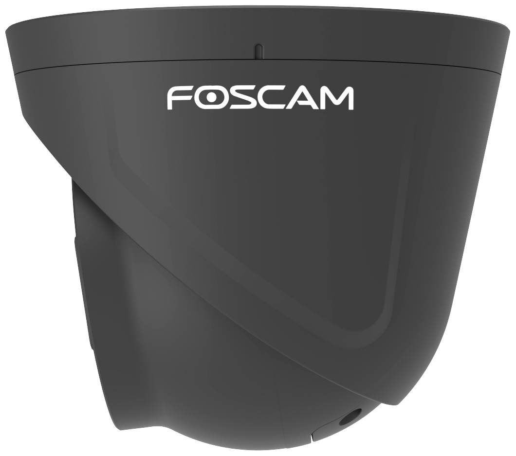 Černá venkovní bezpečnostní kamera FOSCAM s kónicky zaoblenými tvary, zaměřená na bezpečnost a monitoring prostoru.