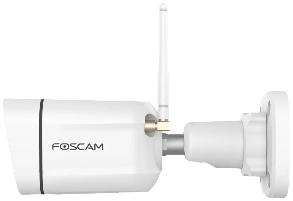 Bezpečnostní kamera Foscam namontovaná z boku, s WiFi anténou.