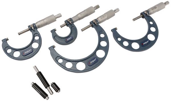 Dasqua 4111-8210 4-dílná sada venkovních mikrometrů   0 - 100 mm Odečet: 0.01 mm