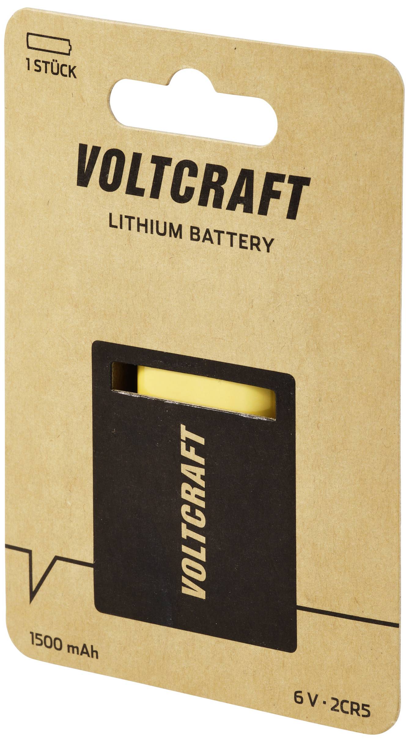 Balení lithiové baterie Voltcraft, 1500 mAh, 6 V, 2CR5, 1 kus.