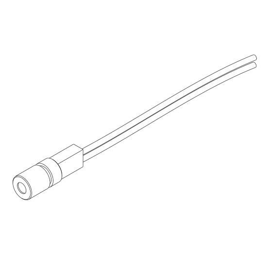 Elektrický připojovací konektor se dvěma kabely, znázorněný v technickém výkresu.