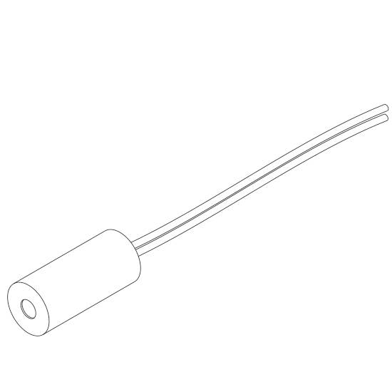 Válcový elektrický odpor se dvěma drátěnými přívody.