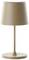 Béžová stolní lampa s moderním designem, válcovým stínidlem a stabilní kulatou základnou, ideální pro minimalistický interiér.