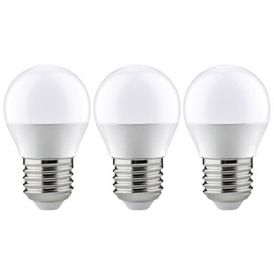 Tři identické LED žárovky s kovovými objímkami, uspořádané svisle vedle sebe před bílým pozadím.