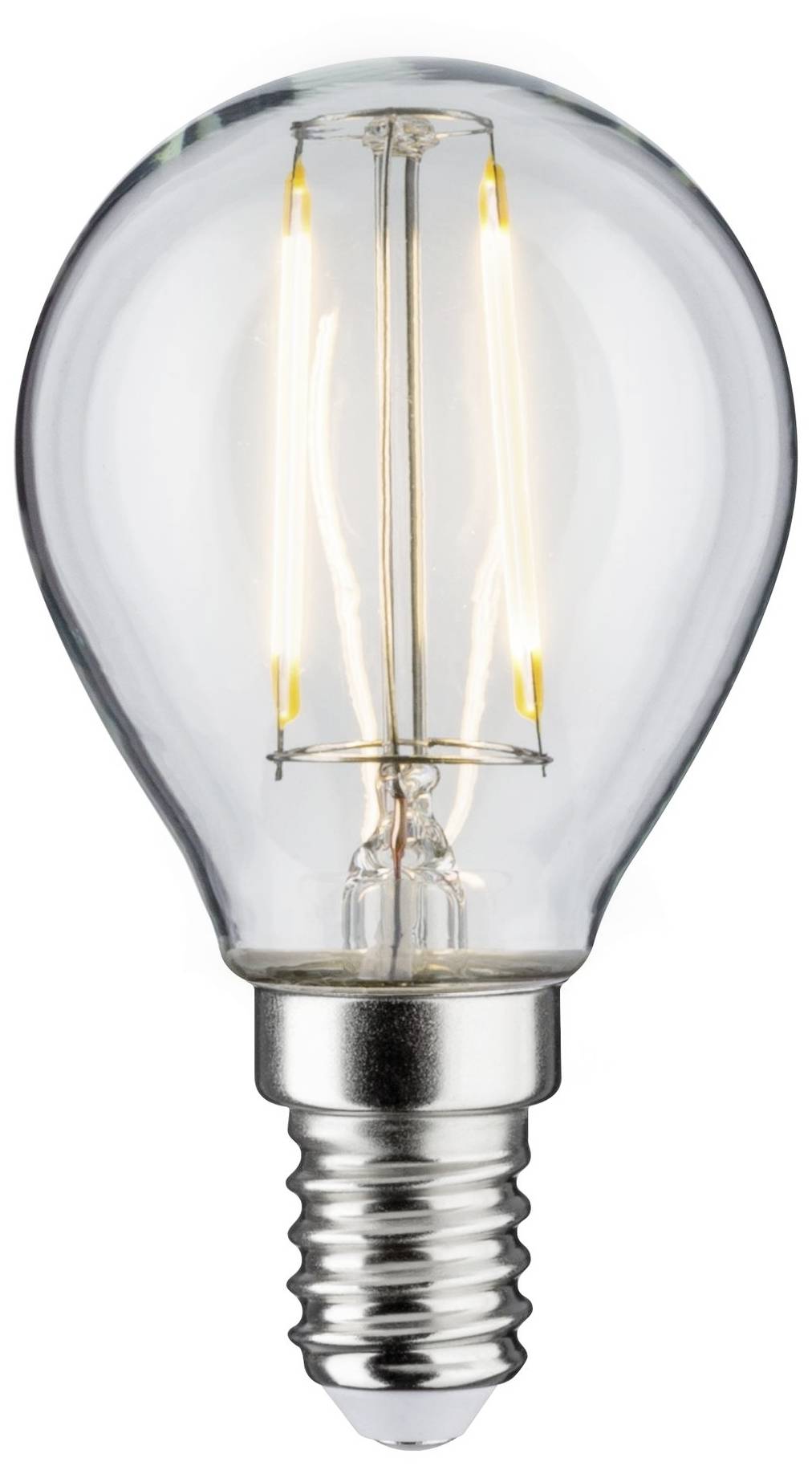 Žárovka s viditelným vláknem vyzařuje teplé světlo. Je vypnutá a zobrazena před bílým pozadím.