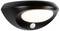 Černé, polokruhové stropní svítidlo s integrovaným pohybovým senzorem. Svítí bíle, vhodné do interiéru i exteriéru.