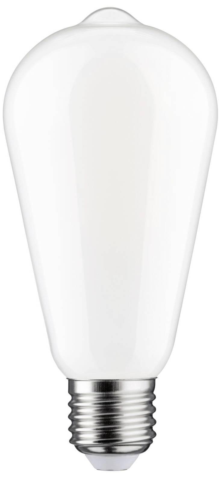 Bílá žárovka s kovovým objímkou před neutrálním pozadím.