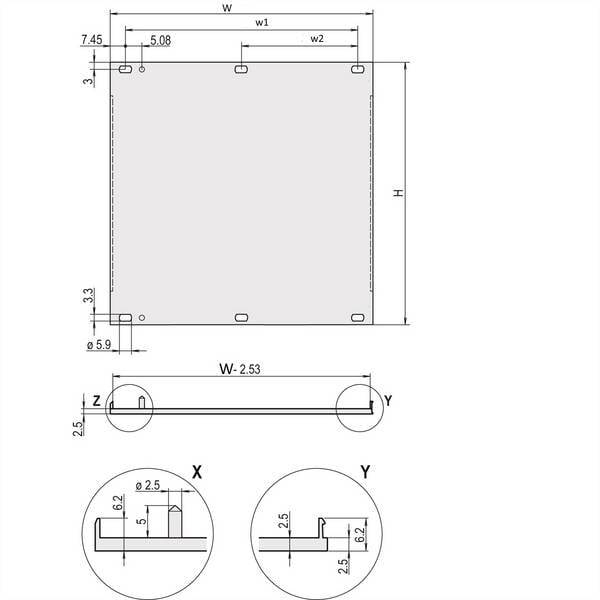 nVent SCHROFF 20848068 Přední panel 2 ks