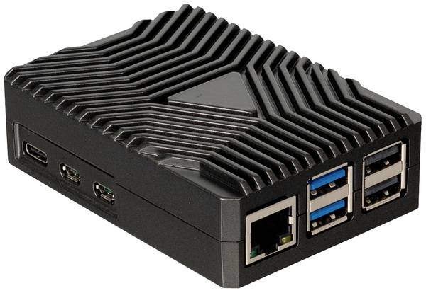 Joy-it RB-AlucaseP5-09 SBC skříň Vhodné pro (vývojové sady): Raspberry Pi® včetně pasivního chladiče černá