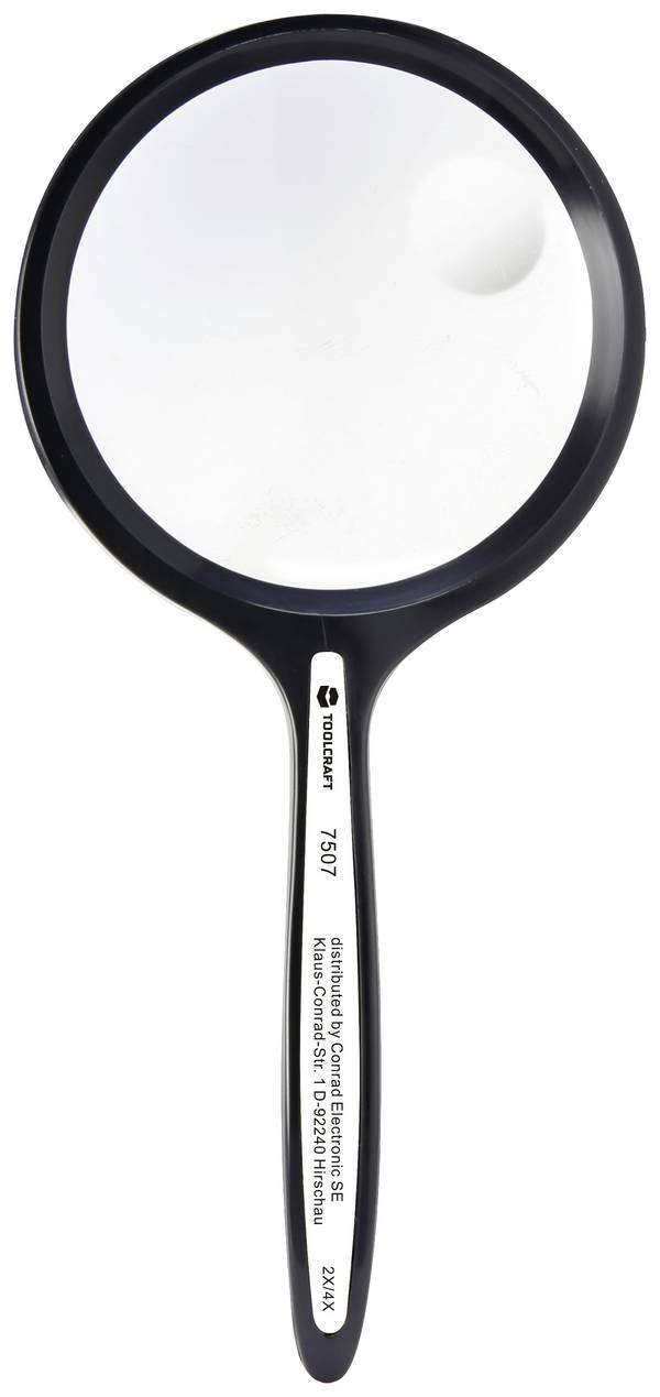 TOOLCRAFT TO-8976468 ruční lupa  zvětšení: 2 x, 4 x, Velikost objektivu: (Ø) 76 mm, černá