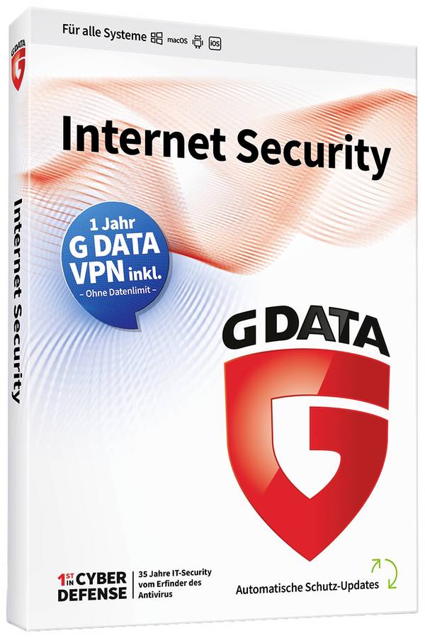 G-Data Internet Security + VPN Sonderedition roční licence, 3 licence Android, iOS, Mac OS, Windows antivirus, bezpečnost