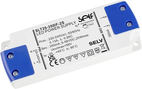 Self Electronics SLT20-350IF-2S napájecí zdroj pro LED   20 W 0.35 A 6 - 56 V bez možnosti stmívání 1 ks