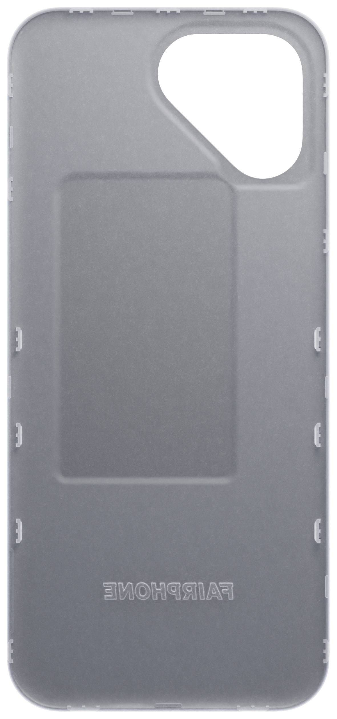 Šedý mobilní kryt pro Fairphone, minimalistický design bez dekorativních prvků.