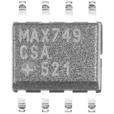 Integrovaný obvod s nápisem 'MAX749 CSA #521', obdélníkový tvar, stříbrný s šesti kovovými vývody.