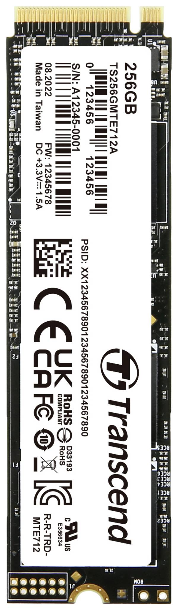 Transcend MTE712A 256 GB interní SSD disk NVMe/PCIe M.2 PCIe NVMe 4.0 x4 Industrial TS256GMTE712A
