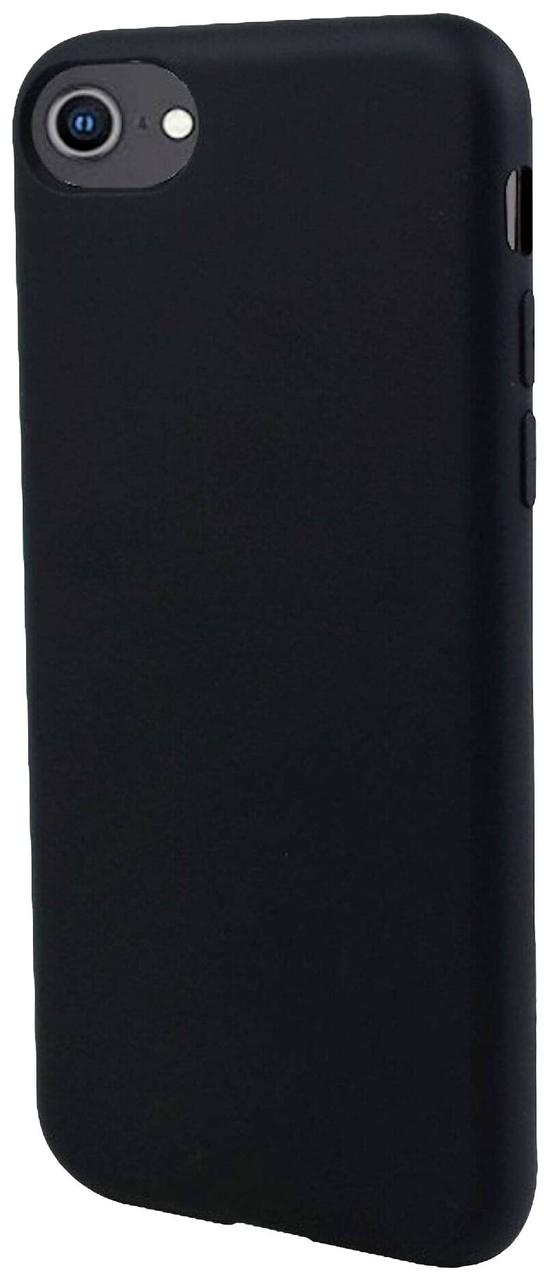 Černý obal na smartphone s otvorem pro kameru, zobrazený z pohledu zezadu.