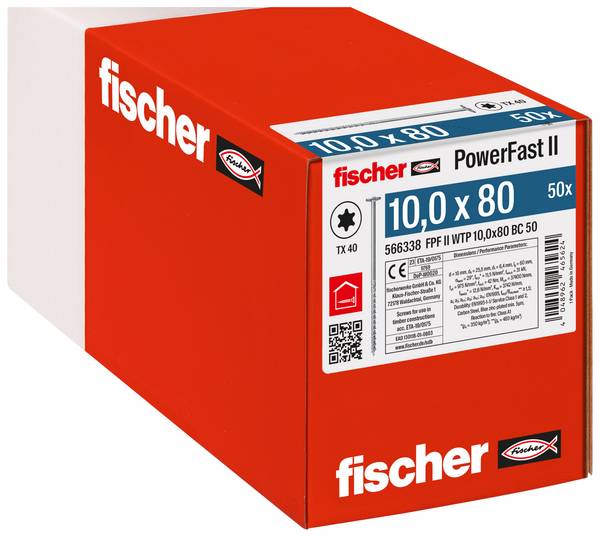 Fischer 566338 PowerFast II talířové šrouby 10 mm 80 mm vnitřní hvězdice    ocel galvanizováno zinkem 50 ks