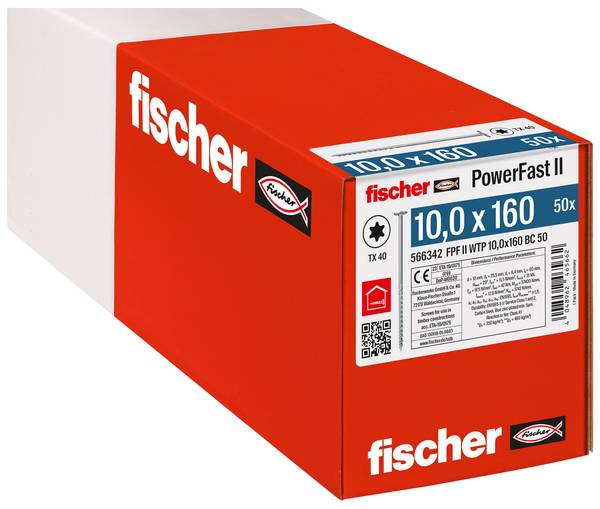 Fischer 566342 PowerFast II talířové šrouby 10 mm 160 mm vnitřní hvězdice    ocel galvanizováno zinkem 50 ks