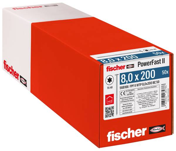 Fischer 568166 PowerFast II talířové šrouby 8 mm 200 mm vnitřní hvězdice    ocel galvanizováno zinkem 50 ks