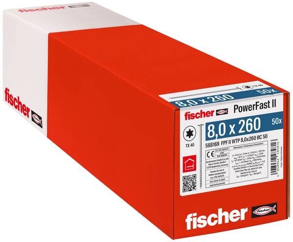 Fischer 568169 PowerFast II talířové šrouby 8 mm 260 mm vnitřní hvězdice    ocel galvanizováno zinkem 50 ks