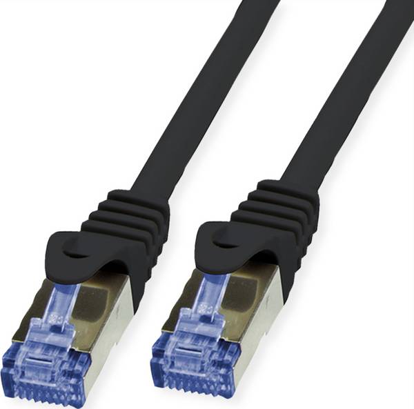 Value 21.99.0721 RJ45 síťové kabely, propojovací kabely CAT 6A S/FTP 30.00 m černá dvoužilový stíněný, bez halogenů, samozhášecí 1 ks