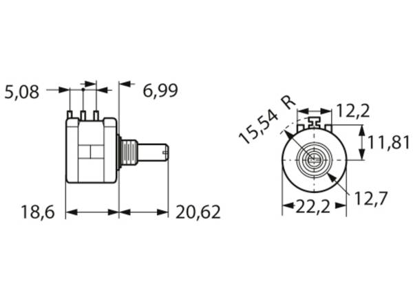 Bourns 3590S-6-103L precizní potenciometr, 10cestný, 2 W, 10 kΩ, 1 ks, Piece