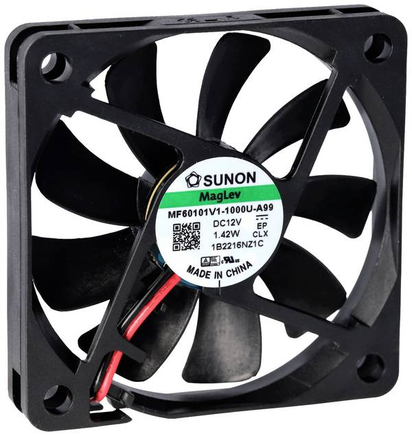 Sunon MF60101V2-1000U-A99 axiální ventilátor, 12 V/DC, 24.29 m³/h, (d x š x v) 10 x 60 x 60 mm, MF60101V2-1000U-A99