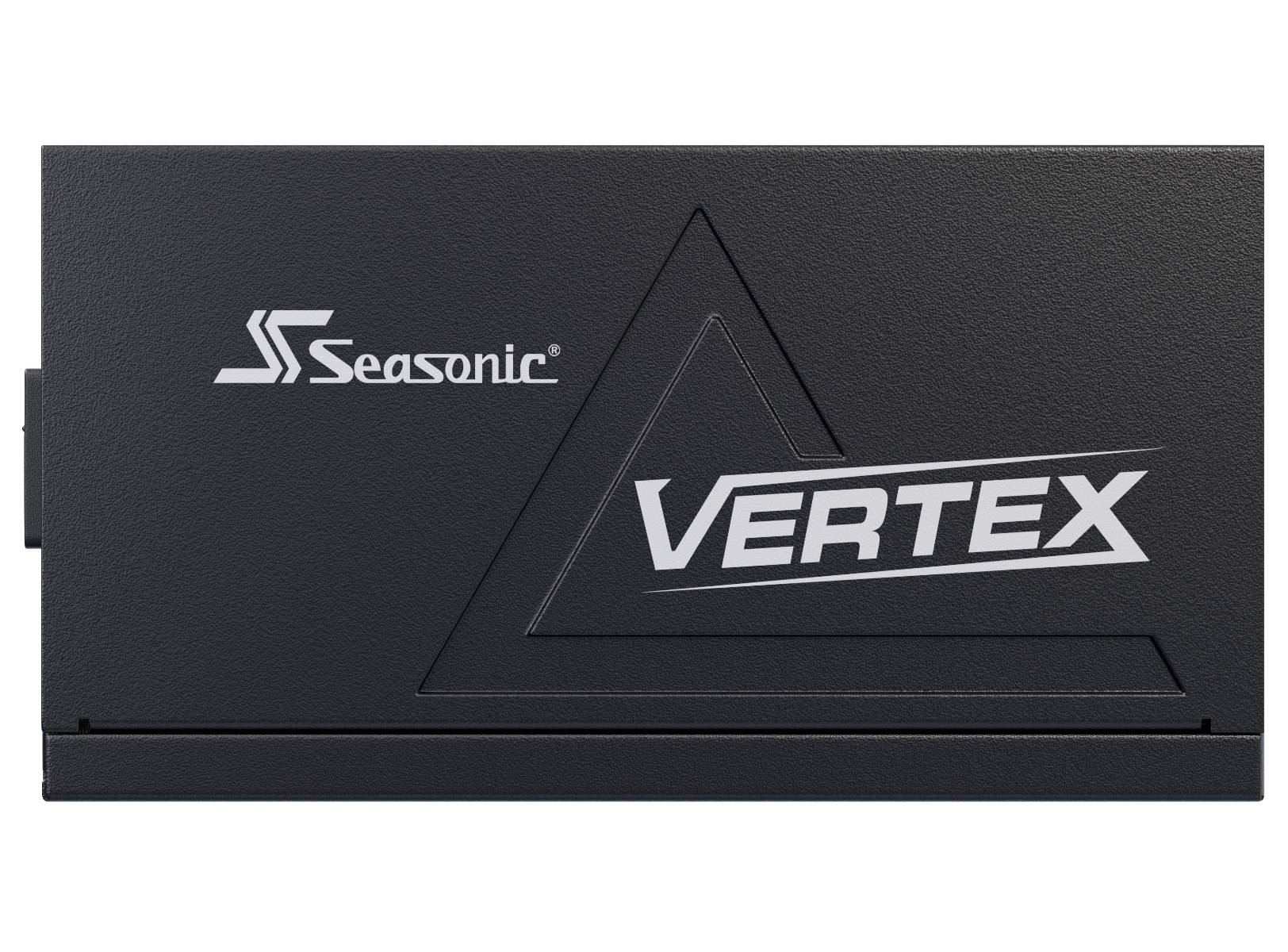Černé zařízení s logem Seasonic a nápisem 'VERTEX'.