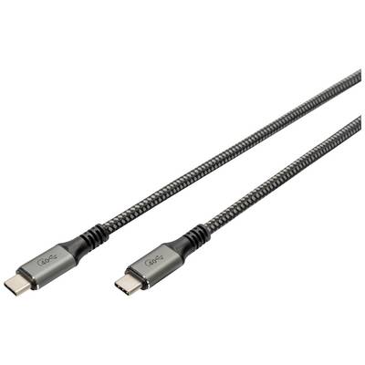 Dva USB-C kabely s kovovým opláštěním, každý opatřený konektory na obou koncích. Jsou šedé a robustně konstruované.