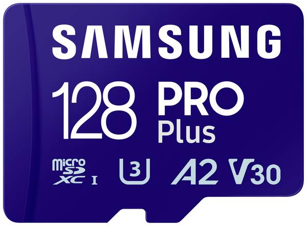 Samsung PRO Plus paměťová karta microSDXC  128 GB A2 Application Performance Class, v30 Video Speed Class, UHS-I vč. SD adaptéru