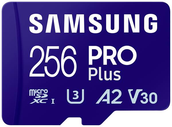 Samsung PRO Plus paměťová karta microSDXC  256 GB A2 Application Performance Class, v30 Video Speed Class, UHS-I vč. SD adaptéru