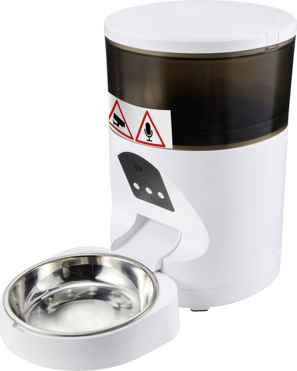 automatické krmítko MFK-220608 4 l Pes, Kočka bílá Ovládání pomocí aplikace, Kamera pro zvířata, Video v reálném čase, obraz s vysokým rozlišením, Hlasové interakci  1 ks MFK-220608