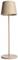Béžová stojací lampa s jednoduchým, moderním designem, válcovitým stínidlem a kulatou základnou. Ideální pro minimalistické prostory.