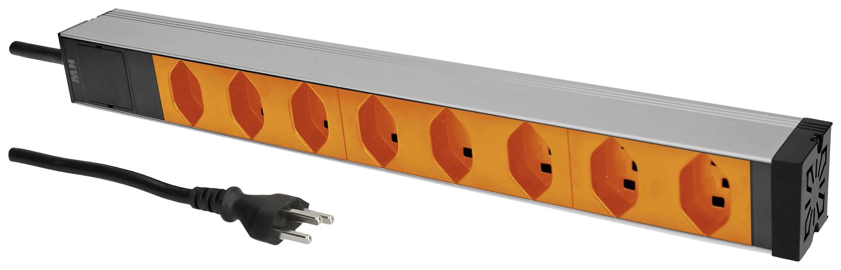 Max Hauri 171379 zásuvková lišta 19'' oranžová CH zástrčka/zásuvky 1 ks