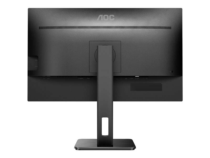 Černý monitor značky AOC pohledem zezadu. Stojan je upevněn ve středu.
