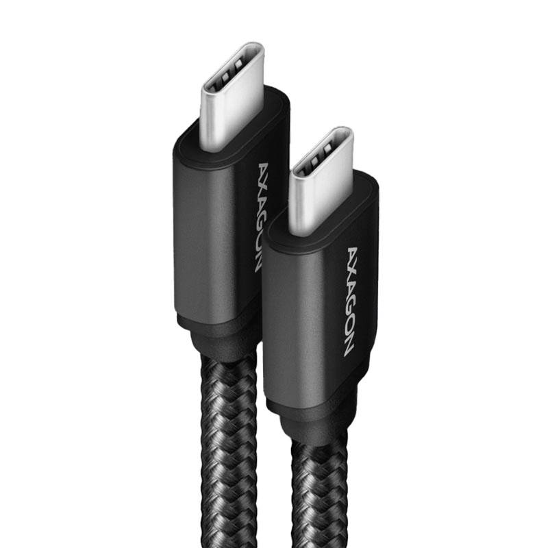 Dva černé USB-C kabely s opletaným obalem.
