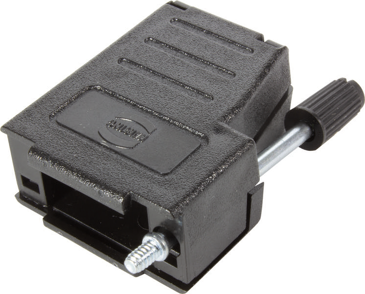 Černý pravoúhlý spínač s páčkou na straně, který se používá k ovládání elektronických zařízení.