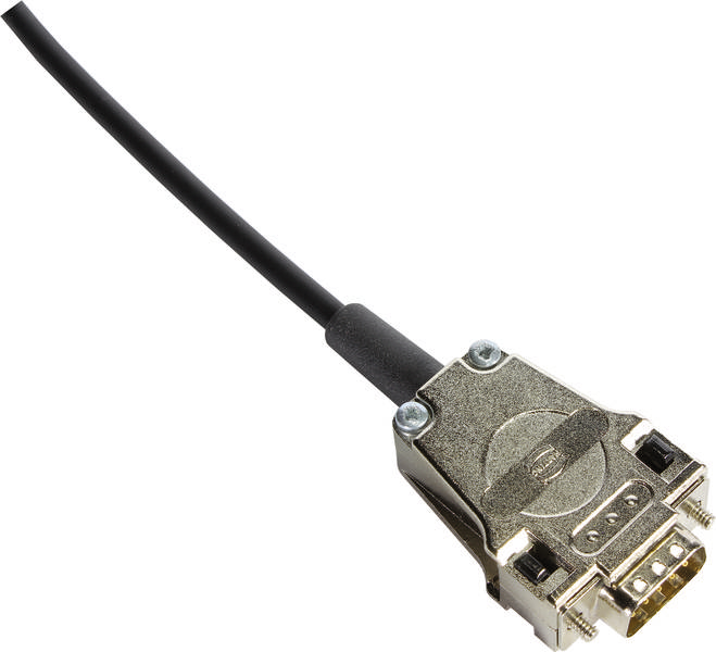 Kovový VGA konektor na kabelu, připravený k připojení k počítači nebo monitoru.