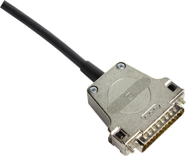 Kabel s konektorem pro sériový port, vhodný pro starší počítačové nebo průmyslové aplikace.