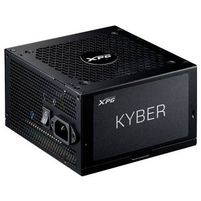 Síťový zdroj XPG KYBER s větrací mřížkou a konektory, vhodný pro instalaci do počítačů.