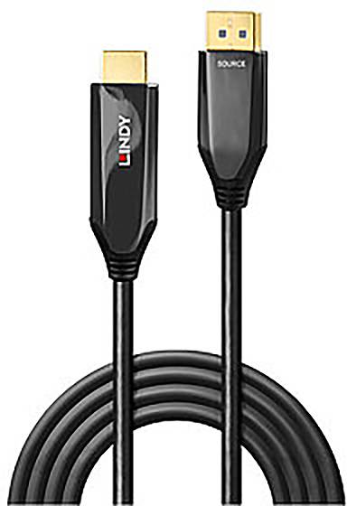 HDMI-USB kabel s logem LINDY na HDMI konektoru, zobrazující oba konce kabelu.
