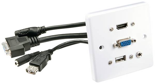 LINDY 60220 HDMI / VGA / USB / jack kabelový adaptér [1x HDMI®, VGA, USB A, jack zásuvka 3,5 mm - 1x HDMI®, VGA, USB A, jack zásuvka 3,5 mm] bílá