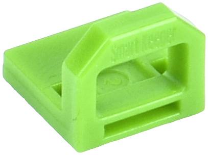 Zelená plastová krytka s obdélníkovým otvorem a zaoblenným povrchem, používaná jako ochrana pro USB porty.