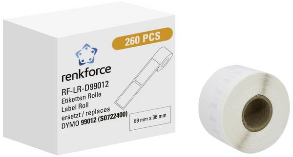 Renkforce etikety v roli kompatibilní náhradní DYMO DYMO 99012 89 x 36 mm papír bílá 260 ks trvalé přepravní štítky RF-6027502