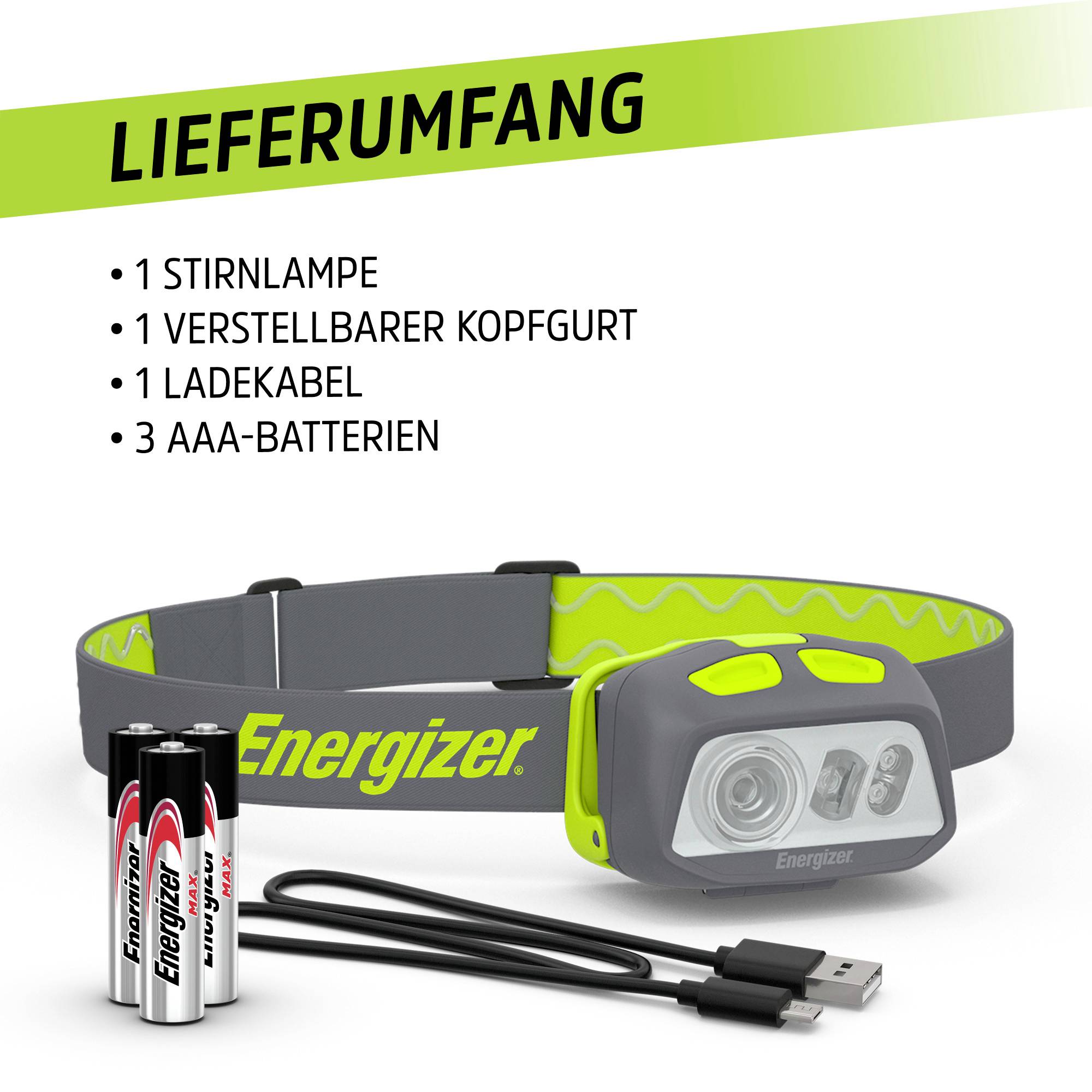 Energizer Pro Series Hybrid LED čelovka, Li-Ion akumulátory nebo provoz na baterie, 500 lm, 2 h, E303955100-12