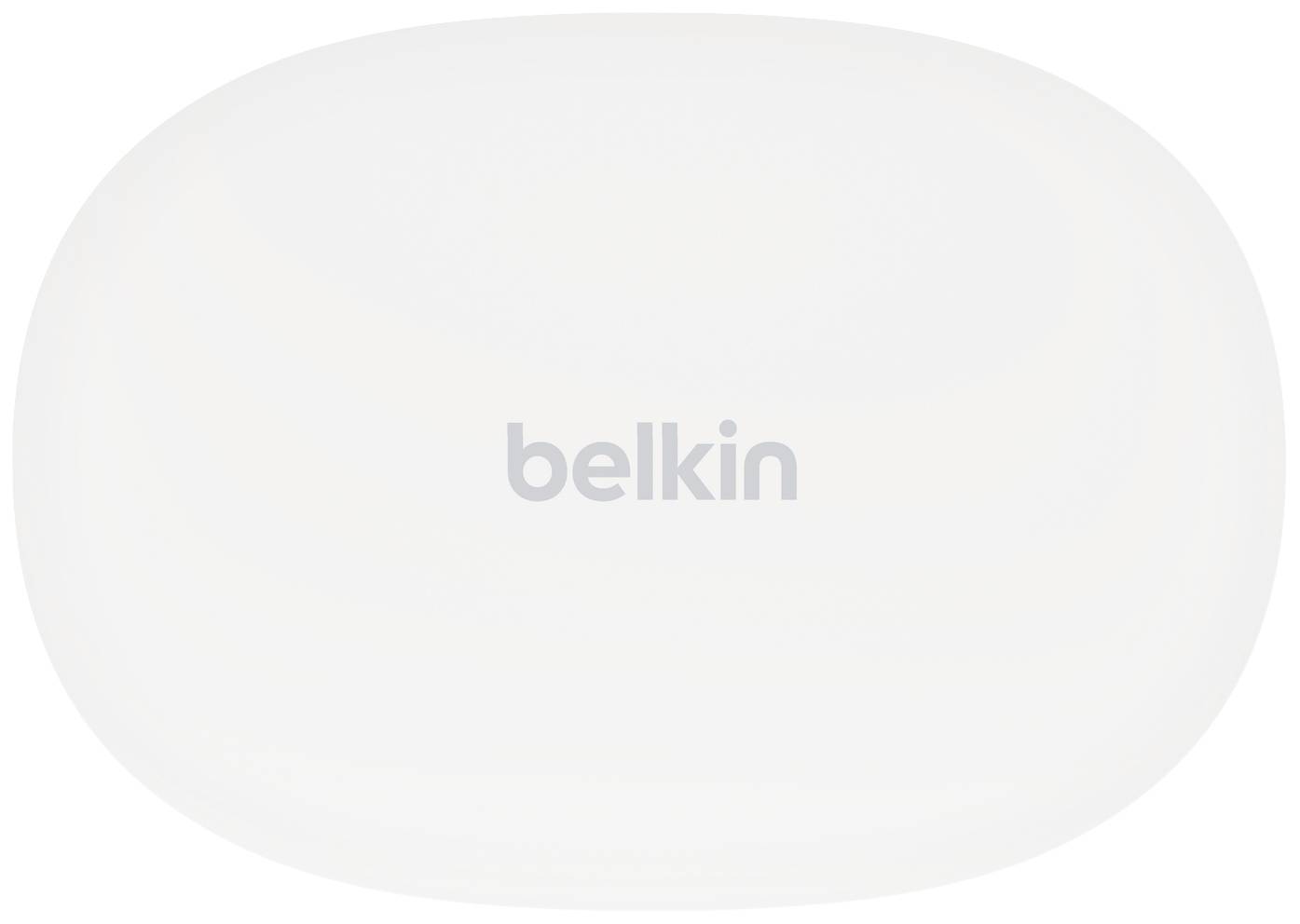 Bílé, oválné zařízení s nápisem 'belkin' uprostřed.